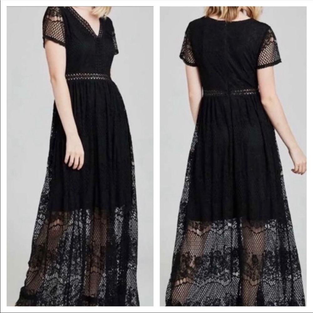 NWT Altar’d State Black Lace Maxi Dress SZ S